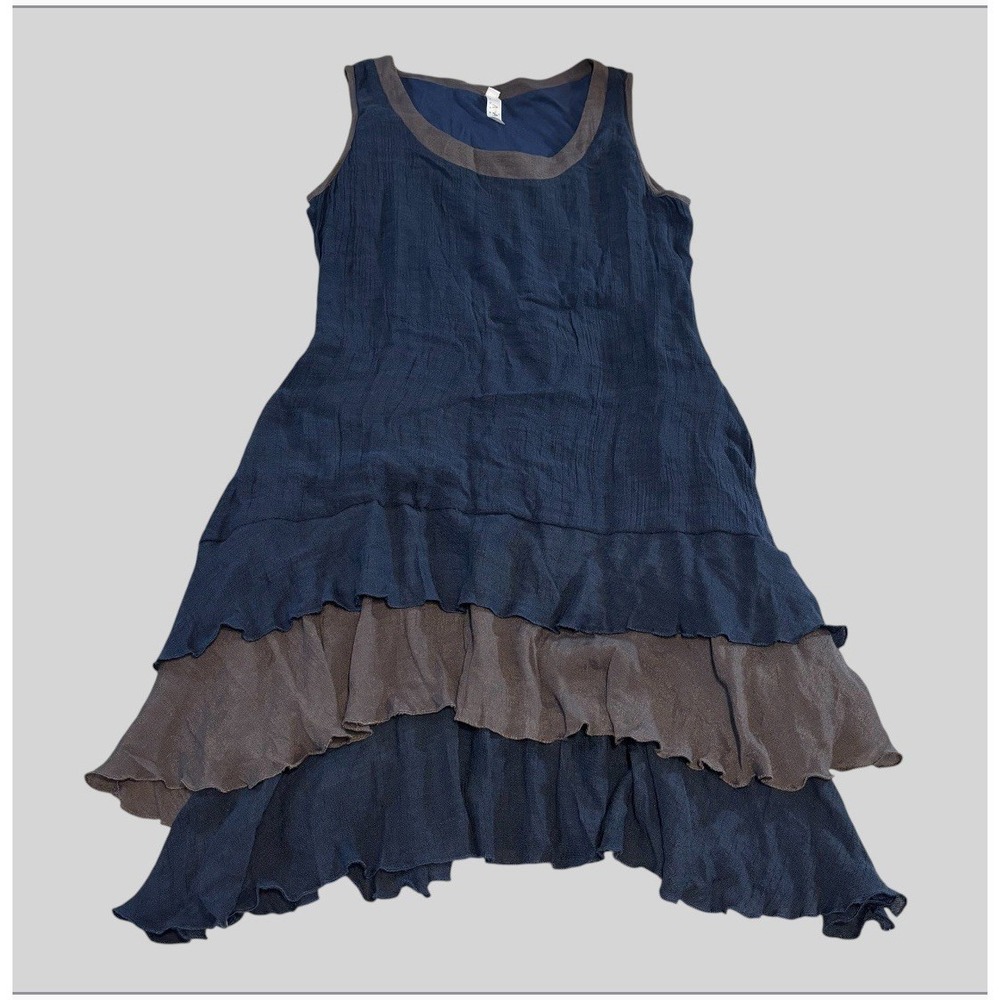Aria Handmade Josephine Sleeveless Dress Womens Small Pockets Tiered Ruffle